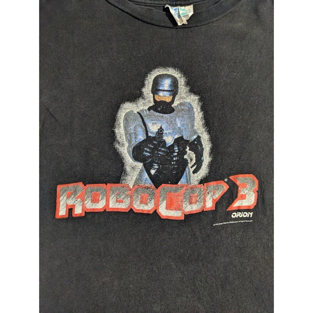 Vintage RoboCop 3 Movie Promo T Shirt Size Large Single Stitched 90s Black 1993 - Picture 3 of 6